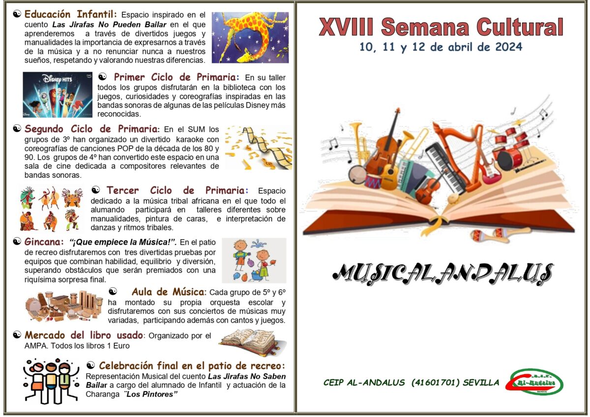 Programa de la semana cultural – CEIP AL-ANDALUS SEVILLA